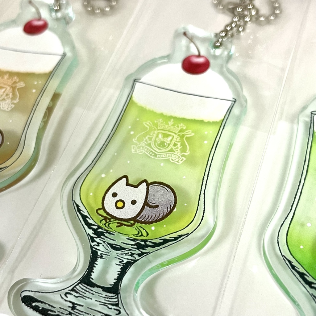 クリームソーダ ガラス風キーホルダー( \ねこ/ )