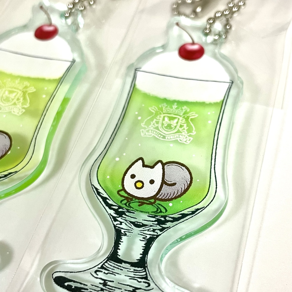 クリームソーダ ガラス風キーホルダー( \ねこ/ )
