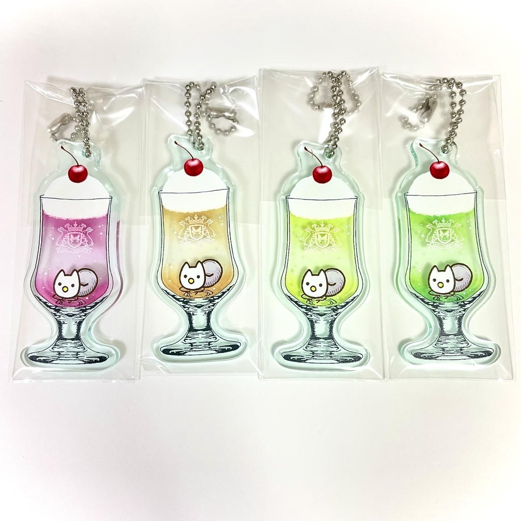 クリームソーダ ガラス風キーホルダー( \ねこ/ )