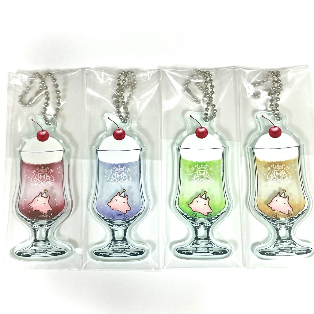 クリームソーダ ガラス風キーホルダー(めんだこ おめめキッ)