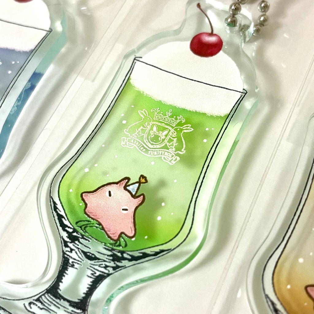 クリームソーダ ガラス風キーホルダー(めんだこ おめめキッ)