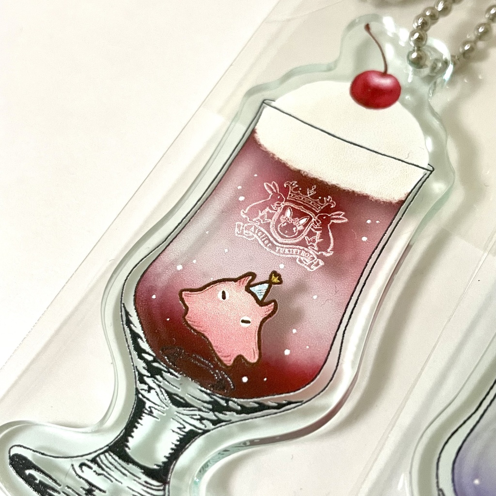 クリームソーダ ガラス風キーホルダー(めんだこ おめめキッ)