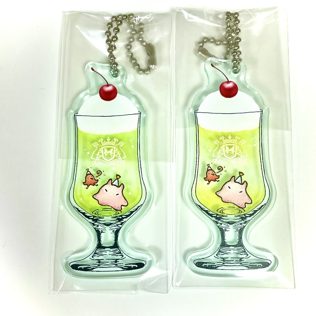 クリームソーダ ガラス風キーホルダー(めんだこ タコパフレンズ)