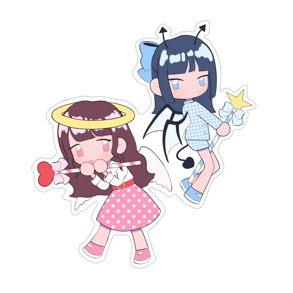 アクリルキーホルダー_天使ちゃんと悪魔ちゃん