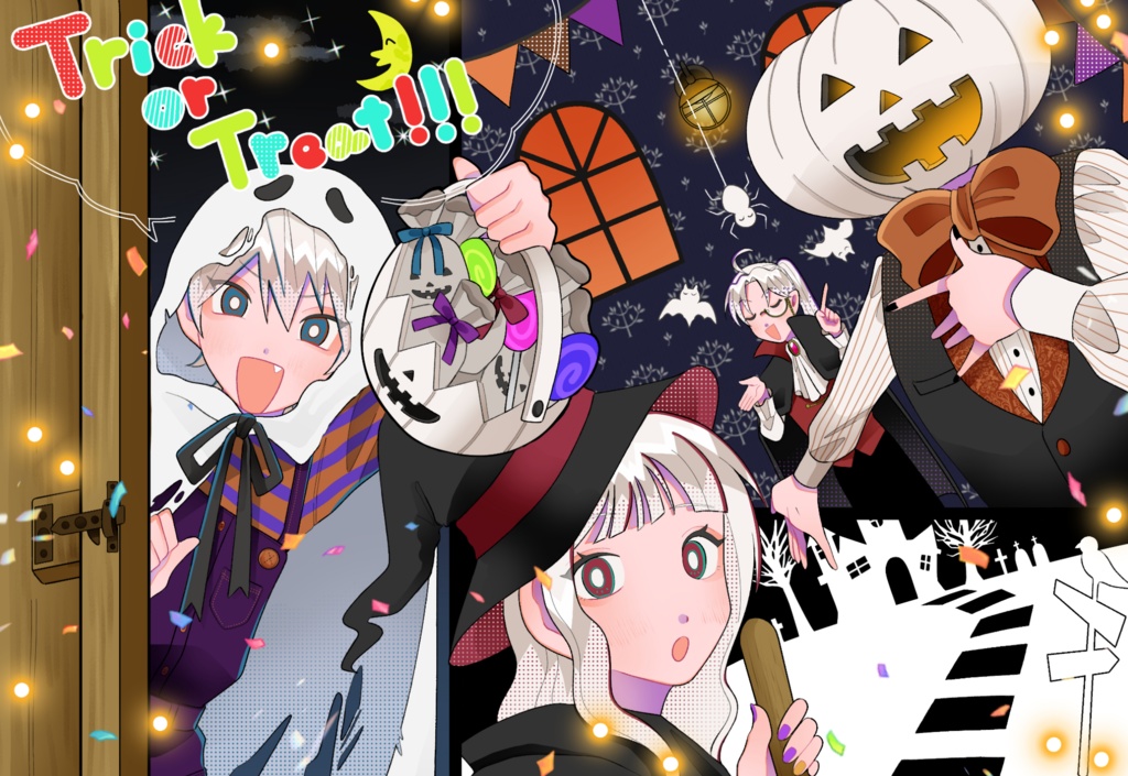 ポストカード_アルビノたちのハロウィン