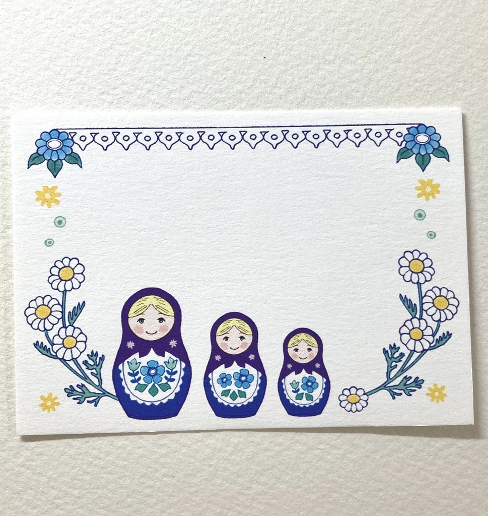 一言メッセージカード【8枚+特典AまたはB】マトリョーシカ柄