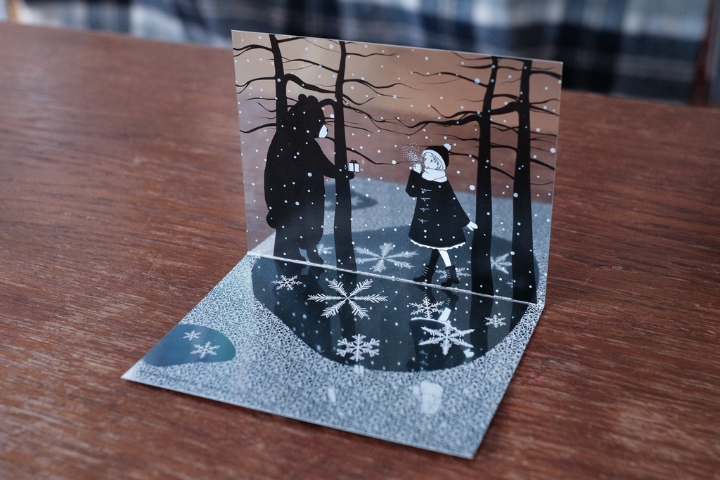 鏡と*雪*のヴィネットカード