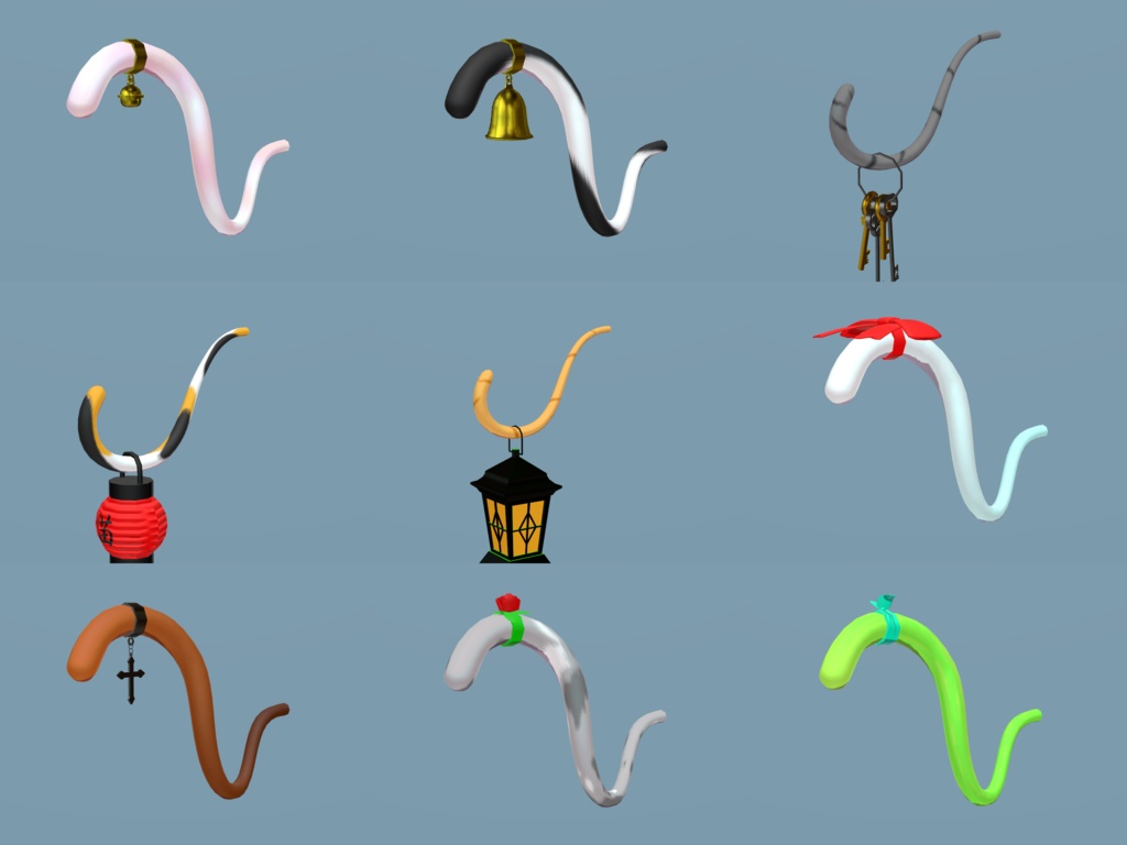 アクセサリーつき猫の尻尾(VRCHAT向け3Dモデル)