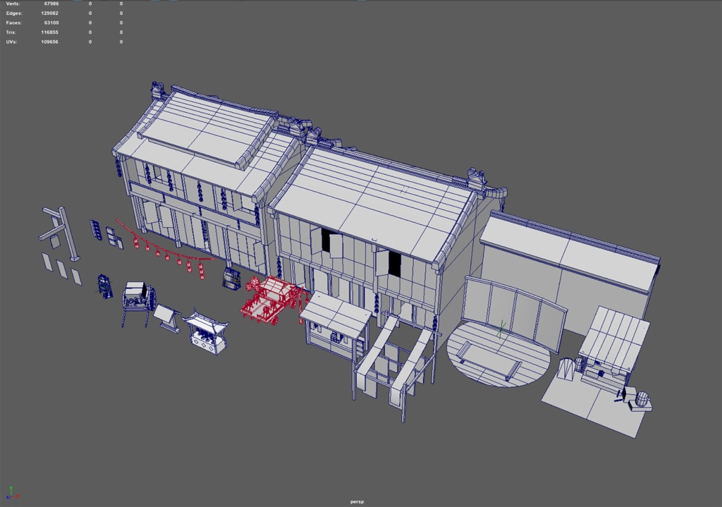 中国風の小売店と市場の小道具コレクション Chinese Stylized Shops and Market Props Collection