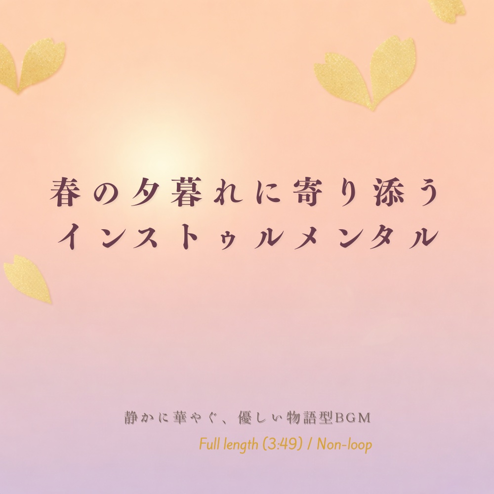 【BGM素材】春の帰り道|- 幻想的なクラシカルヒーリング(商用利用可・多層音響設計)「あなたの作品に、深く、飽きのこない『癒やし』の空間を。」