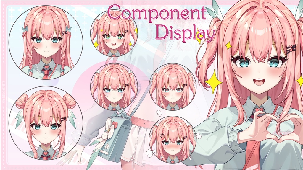 Live2D】【VTS対応】（FREE版/完全版)ピンクの髪の少女小鸢