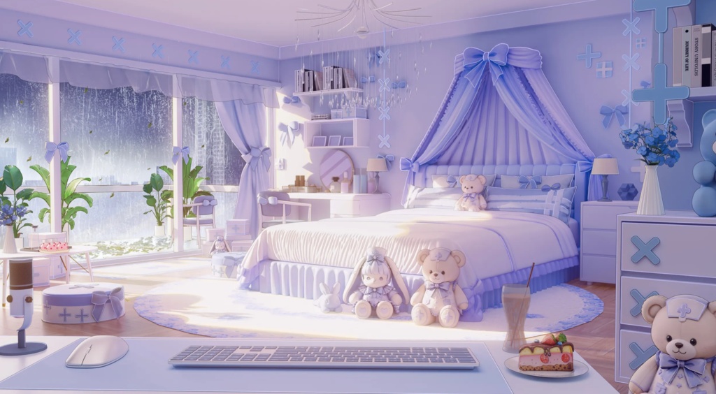 【美しい女の子の寝室独占】生放送の背景、循環アニメーションの背景