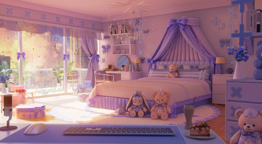 【美しい女の子の寝室独占】生放送の背景、循環アニメーションの背景