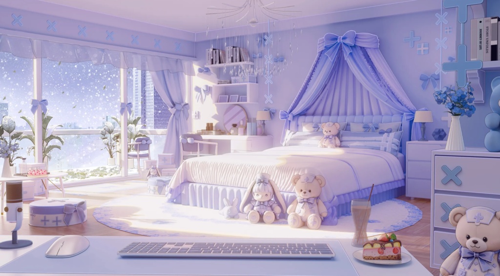 【美しい女の子の寝室独占】生放送の背景、循環アニメーションの背景
