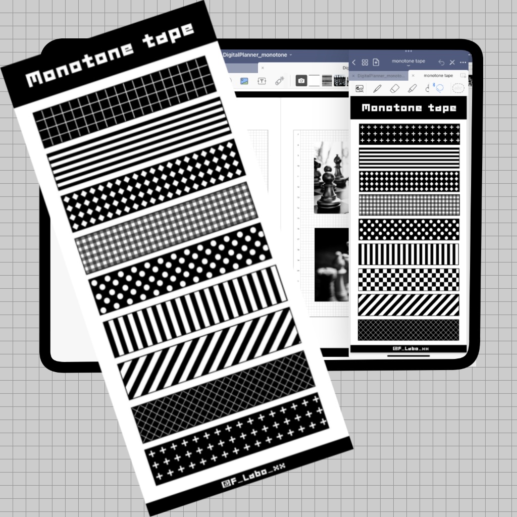 Monotone tape：モノトーンのマステ風ステッカー