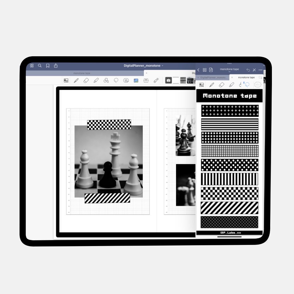 マステ風ステッカー|シンプル・白黒|Monotone Tape Sticker