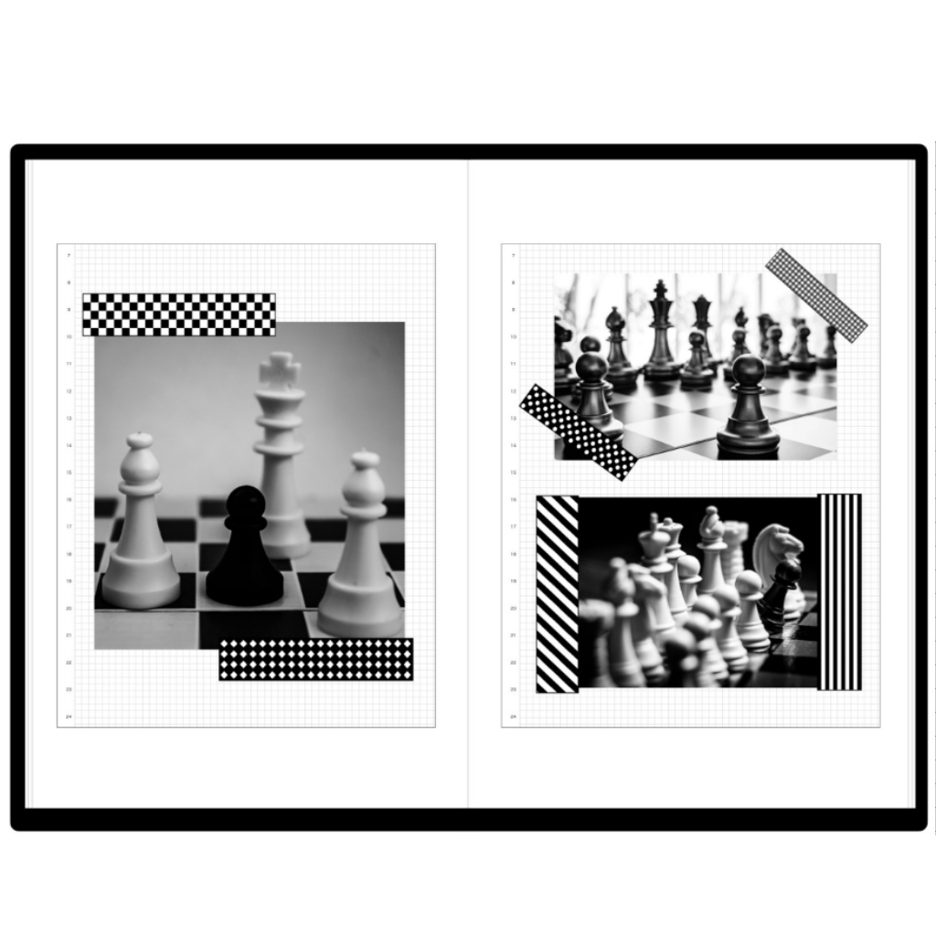 マステ風ステッカー|シンプル・白黒|Monotone Tape Sticker