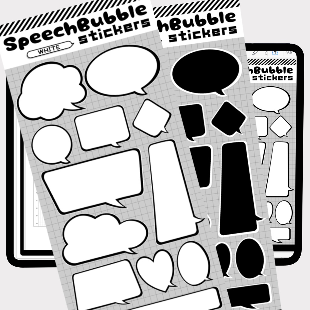 Speech Bubble sticker white＆black：モノトーンの吹き出し風ステッカー