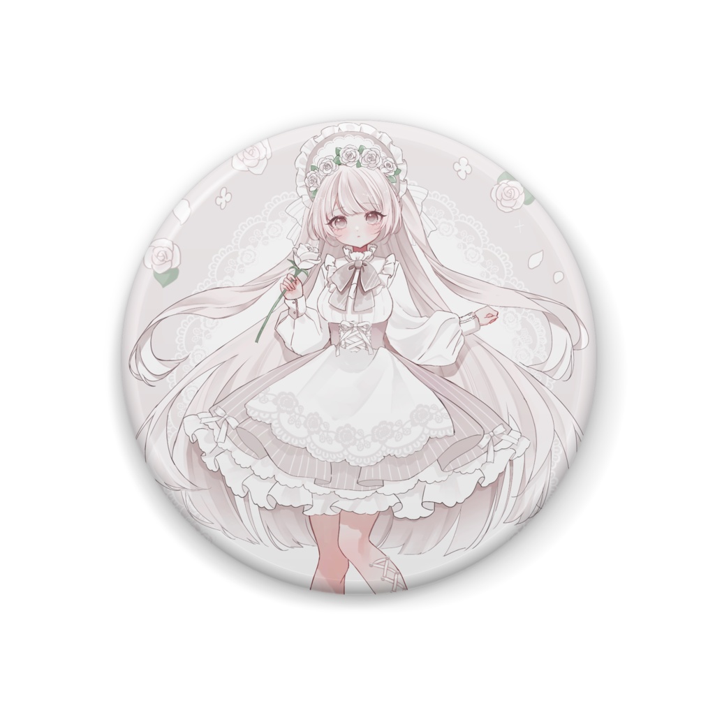 白薔薇の女の子缶バッジ