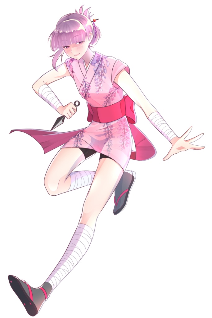 【全身立ち絵】目隠れくのいち(男)_表情差分あり