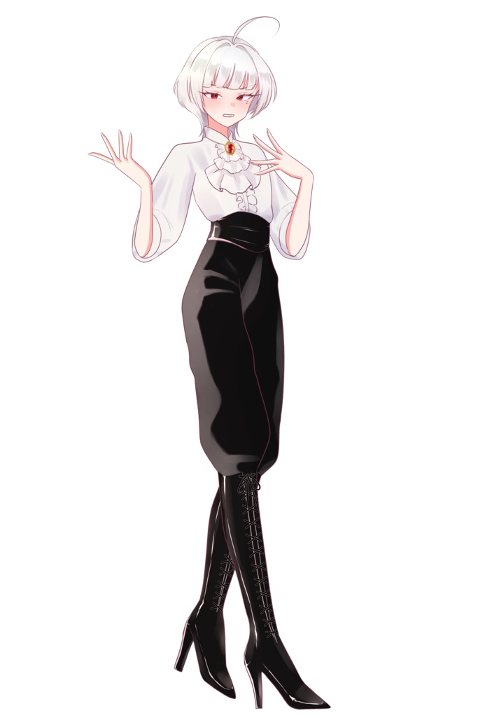 【全身立ち絵】生意気そうな貴族っぽ麗人_表情差分あり