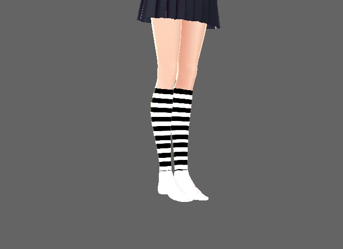 Vroid ] Black and white striped socks - Huda - BOOTH