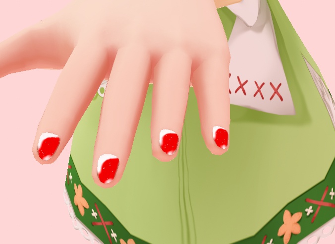 [ Vroid] Double color red and white nail polish