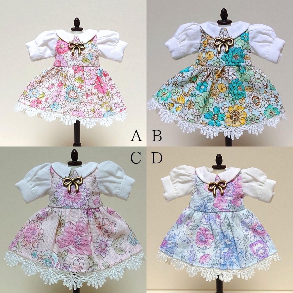 オビツ11 リボン付き ふんわり花柄ワンピース