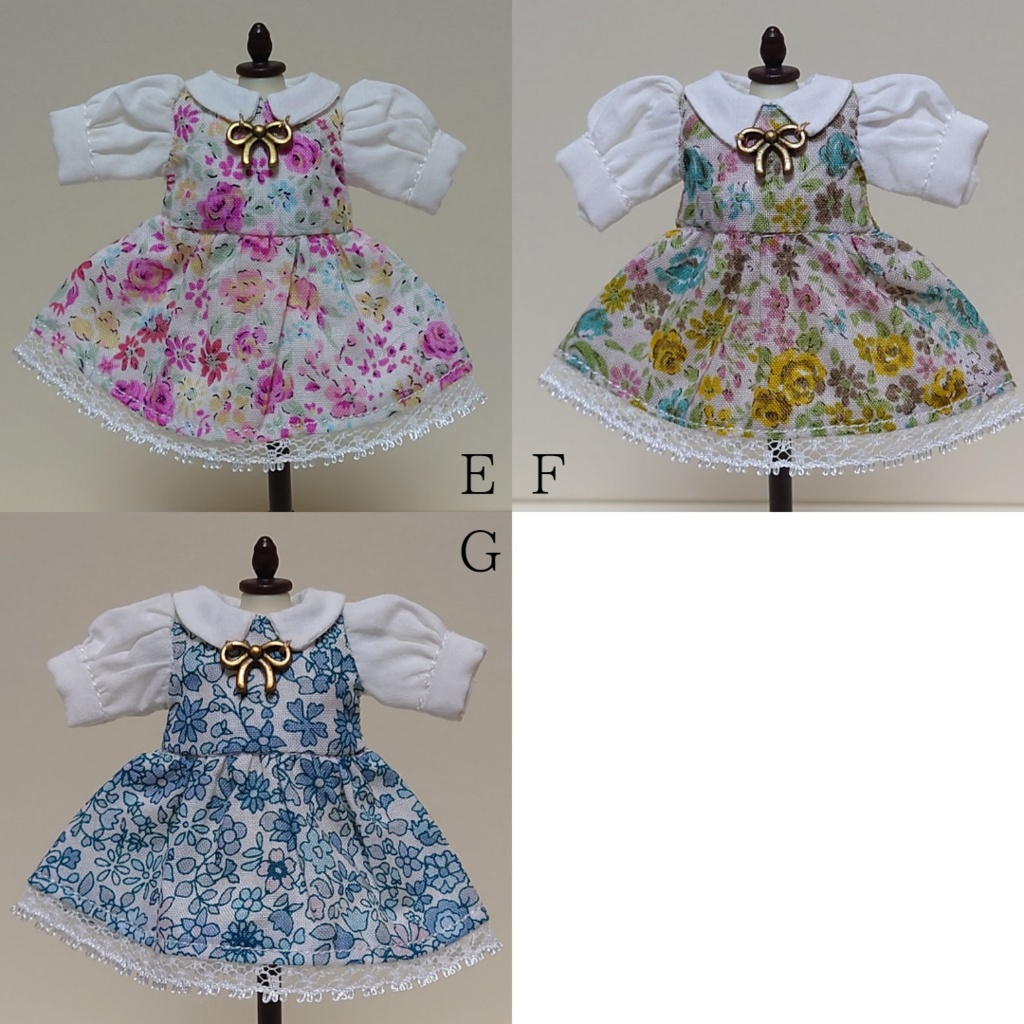 オビツ11 リボン付き ふんわり花柄ワンピース