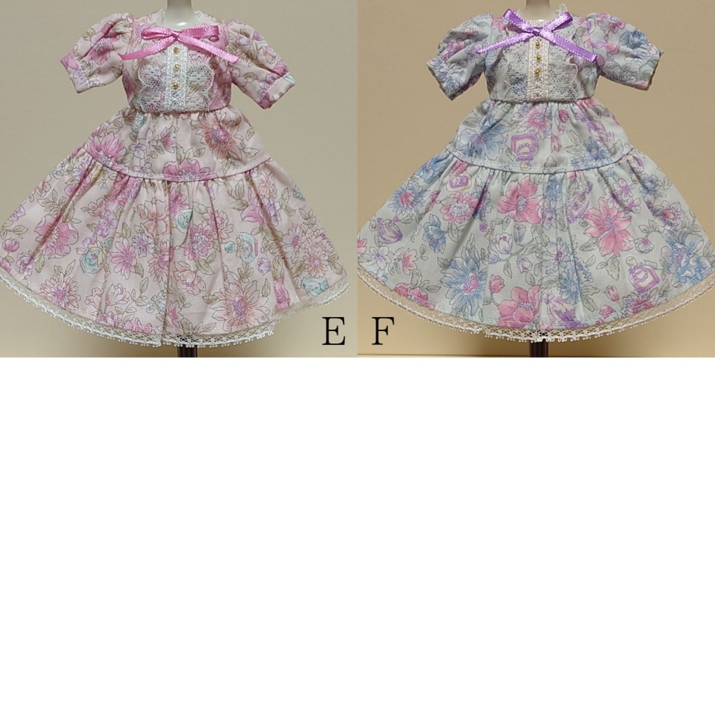 22cmドール服 2段フリルのワンピース