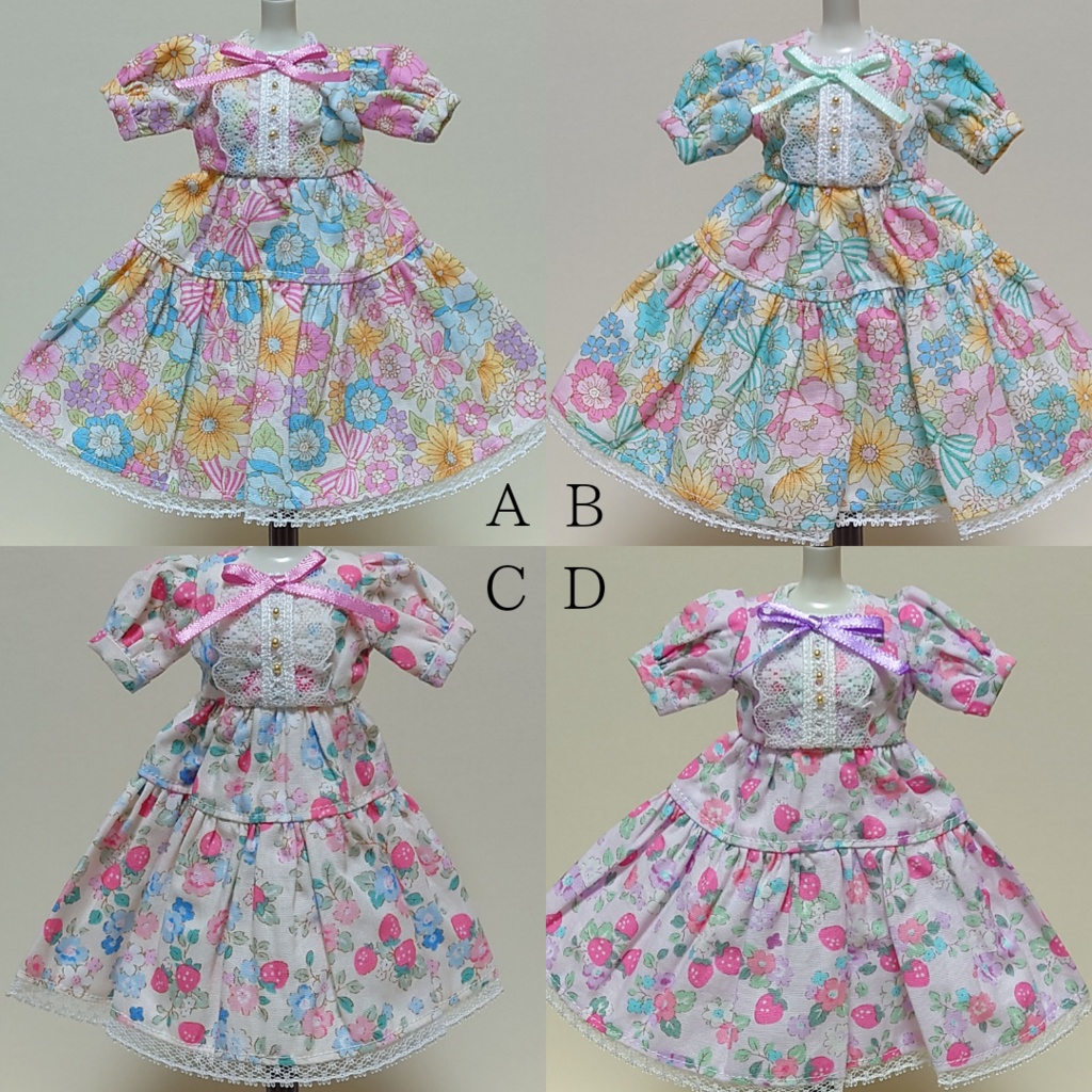 22cmドール服 2段フリルのワンピース