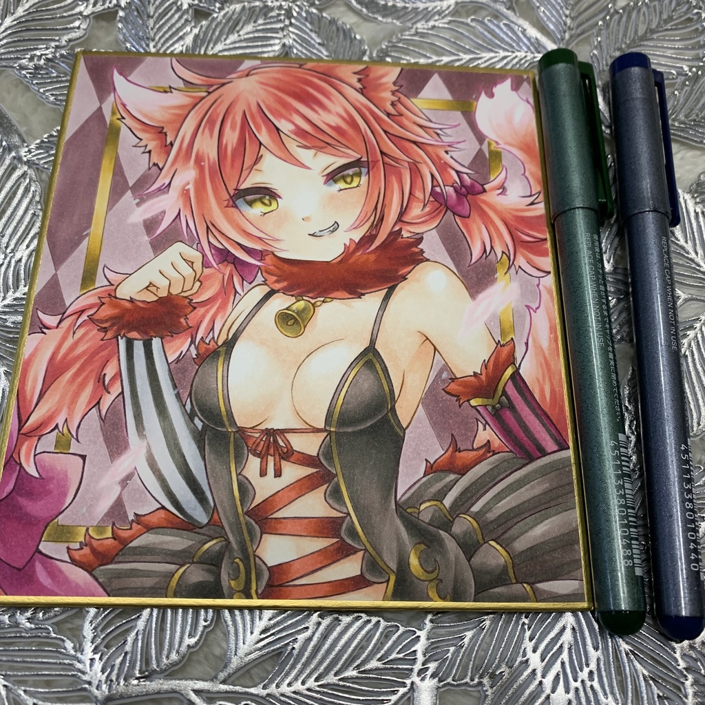 【アナログイラスト原画色紙】フラワーナイトガール◆キャッツテール 小色紙(※微難あり)