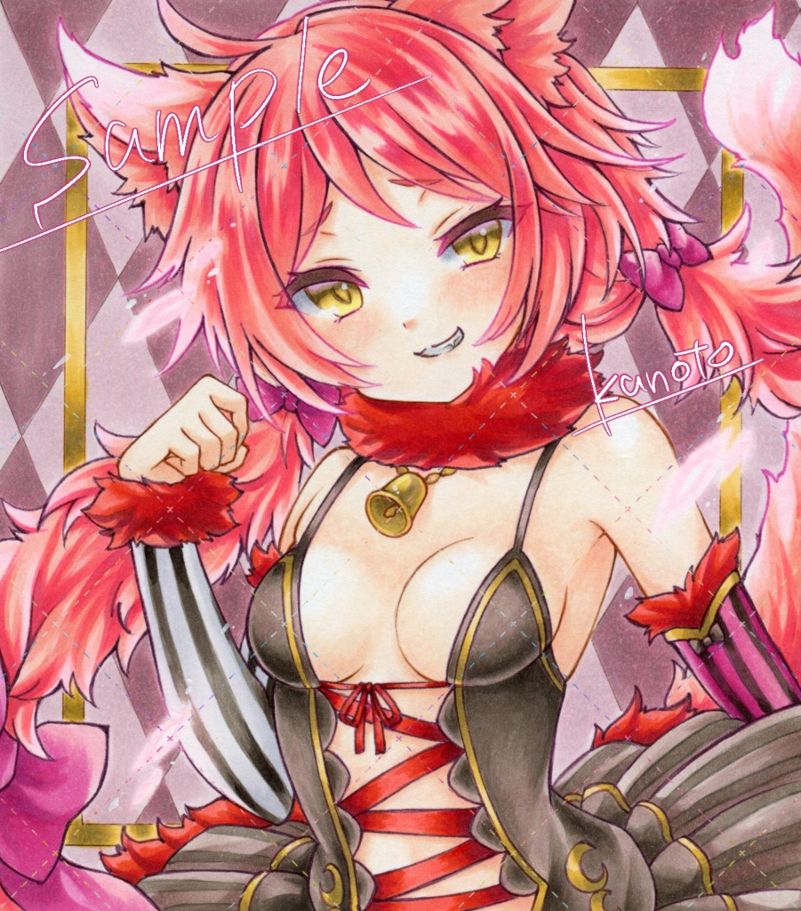 【アナログイラスト原画色紙】フラワーナイトガール◆キャッツテール 小色紙(※微難あり)