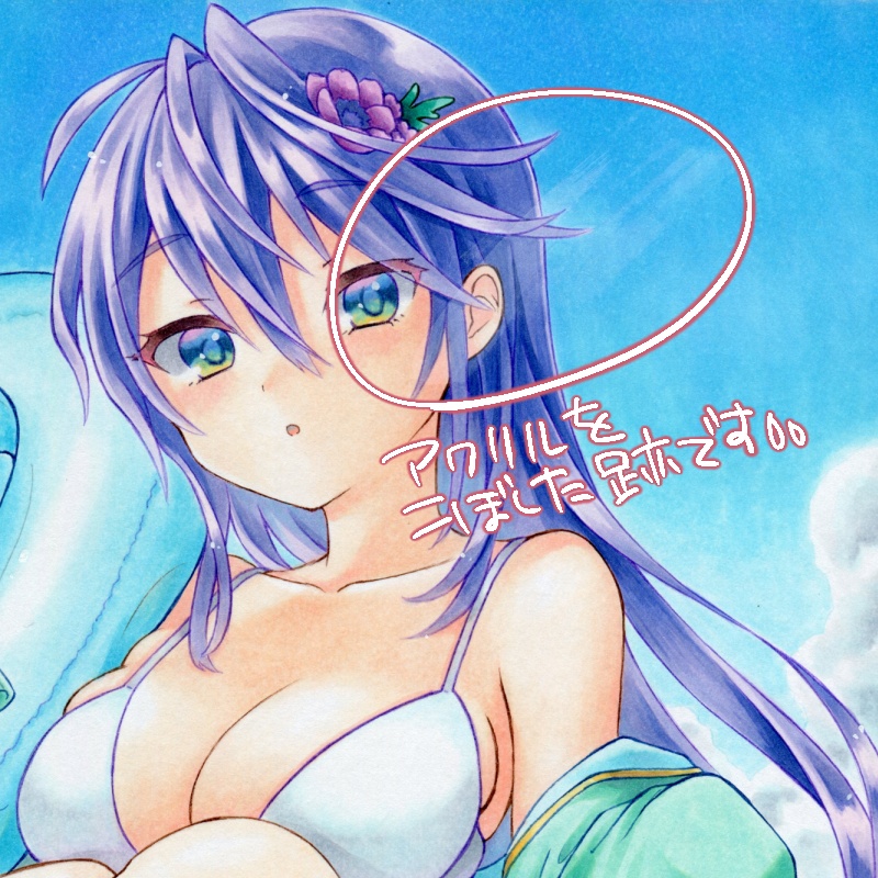 【アナログイラスト原画色紙】フラワーナイトガール◆アネモネ 中色紙【難あり】