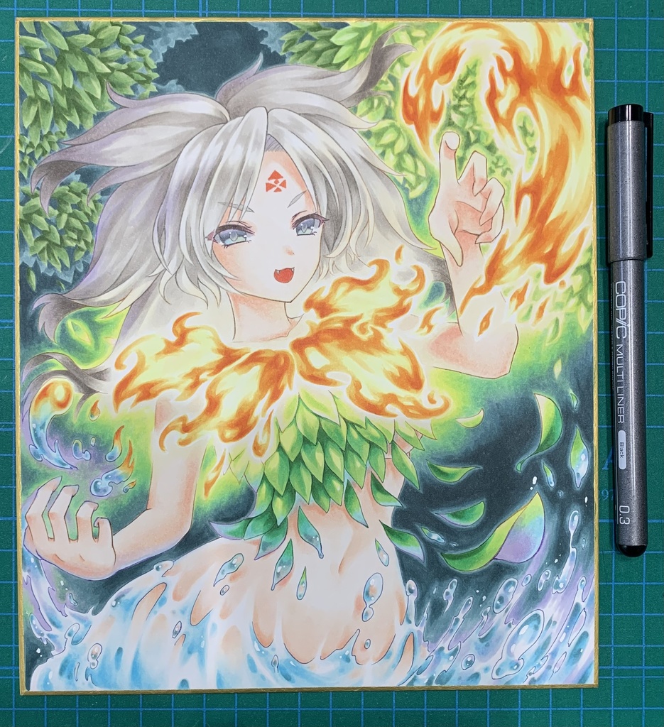 【アナログイラスト原画色紙】東方project◆封獣チミ 中色紙