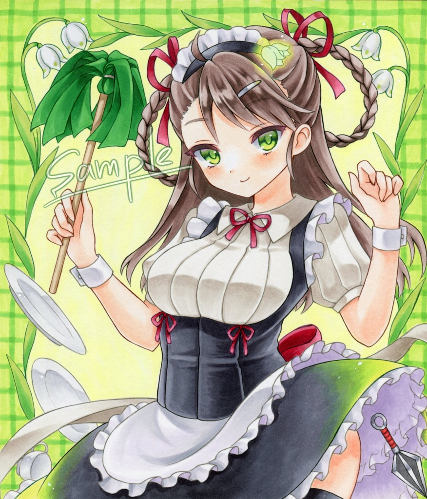 【アナログイラスト原画色紙】フラワーナイトガール◆スノーフレーク 中色紙