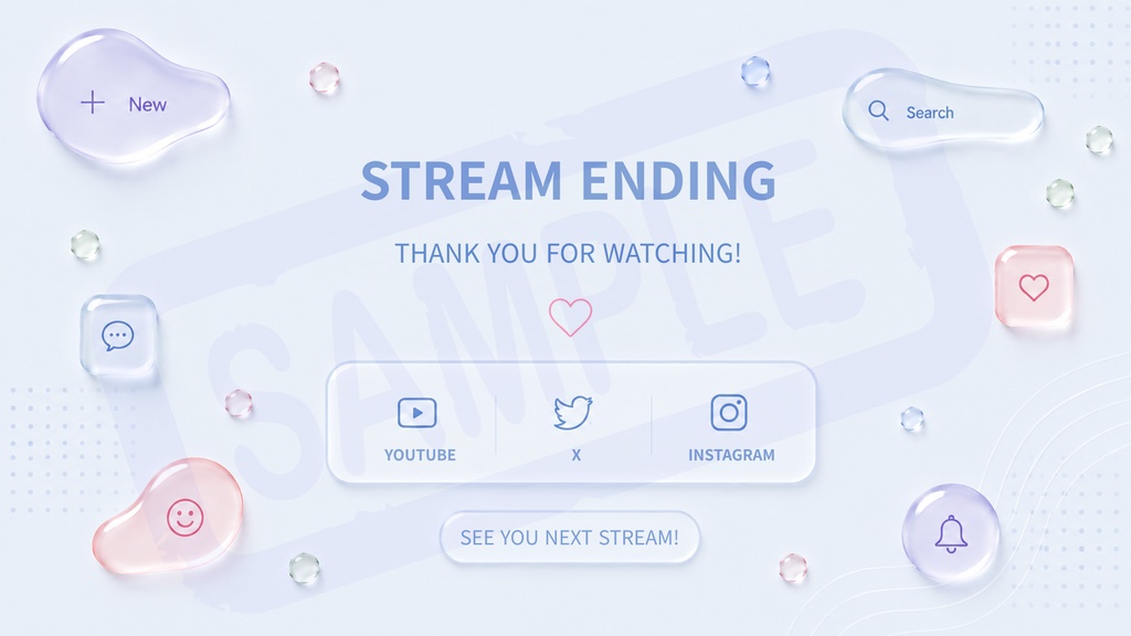 Soft Glassmorphism Stream Overlay Pack | 配信背景+コメント欄セット|全7種