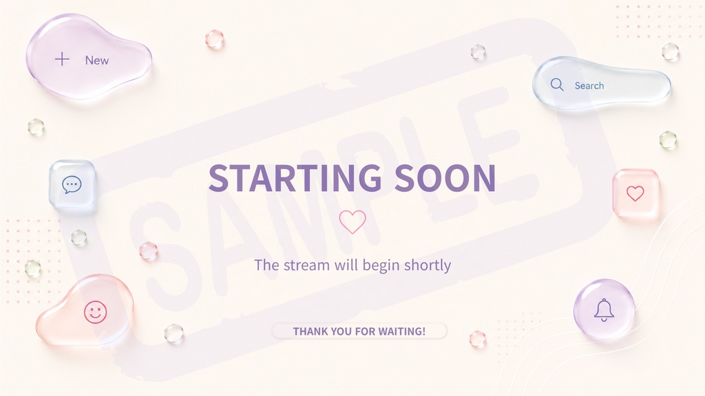 Soft Glassmorphism Stream Overlay Pack | 配信背景+コメント欄セット|全7種