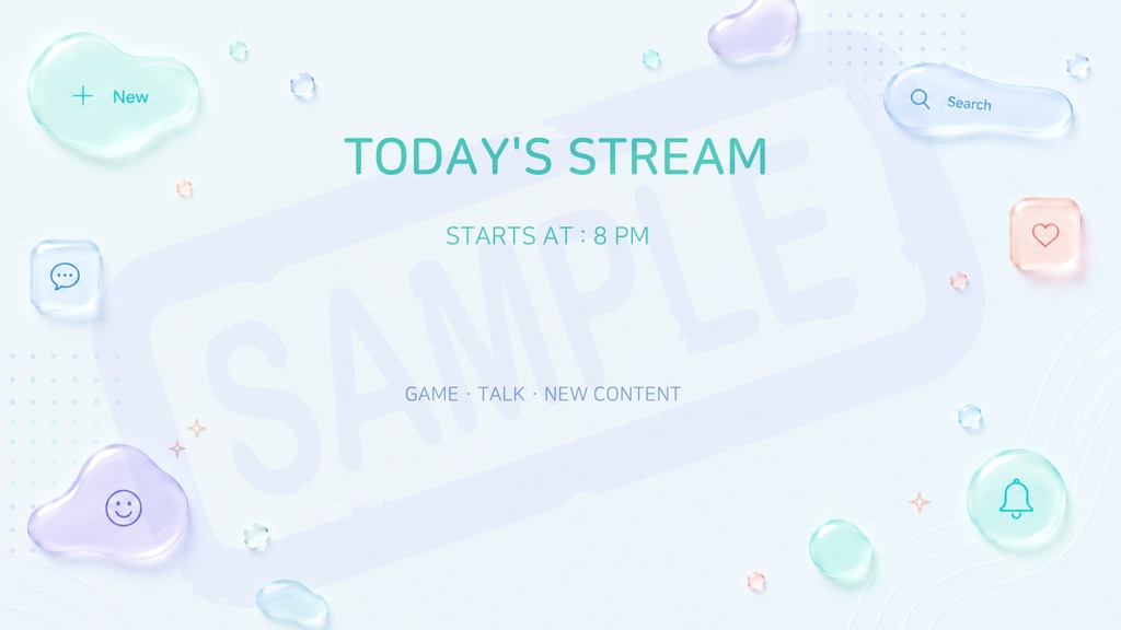 Soft Glassmorphism Stream Overlay Pack | 配信背景+コメント欄セット|全7種
