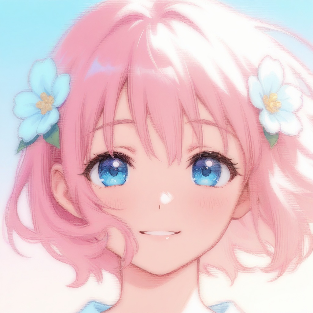 ふわふわ系アニメ美少女イラスト10枚セット,商用利用可【高解像度PNG,桃色髪】