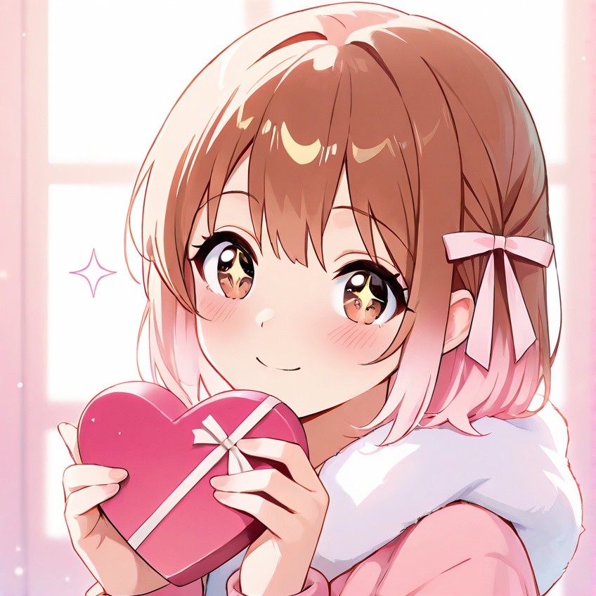 アニメ美少女イラスト15枚セット(バレンタイン),商用利用可【高解像度PNG】