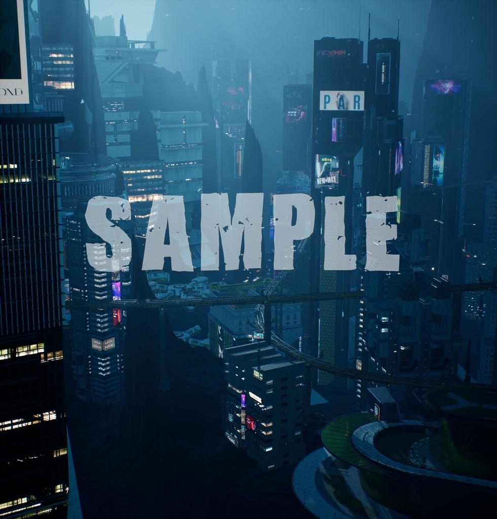 背景素材 未来都市 ブルーヒルズ001