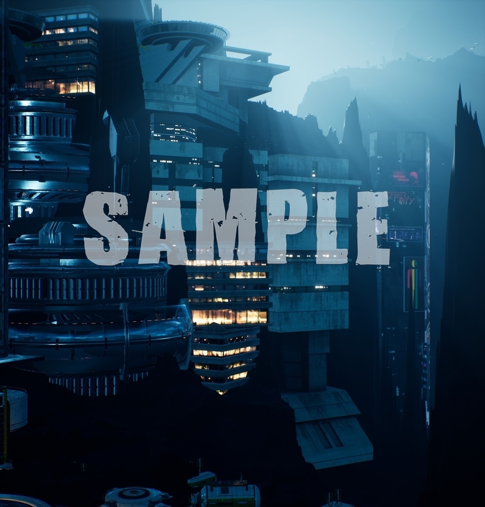 背景素材 未来都市 ブルーヒルズ025