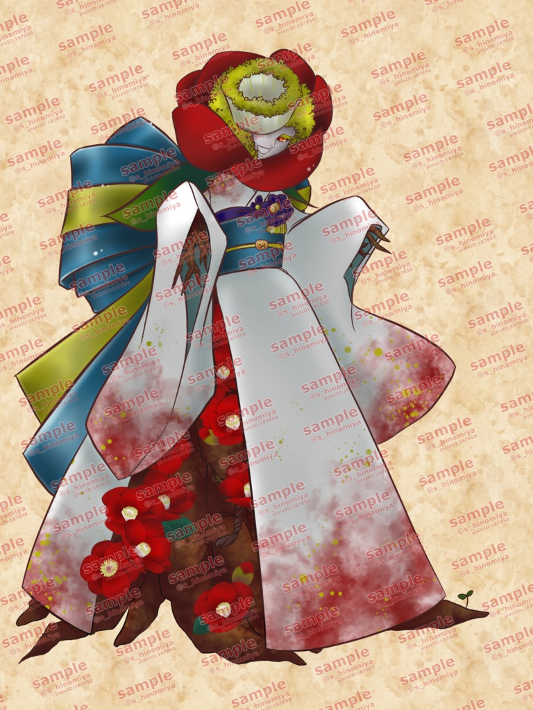 寒椿切り貼り素材シート