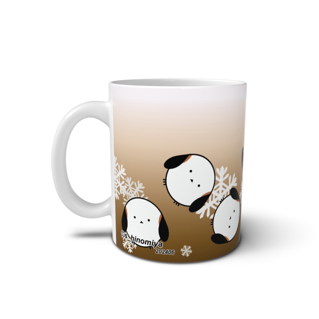 はずんでころがるシマエナガマグカップ