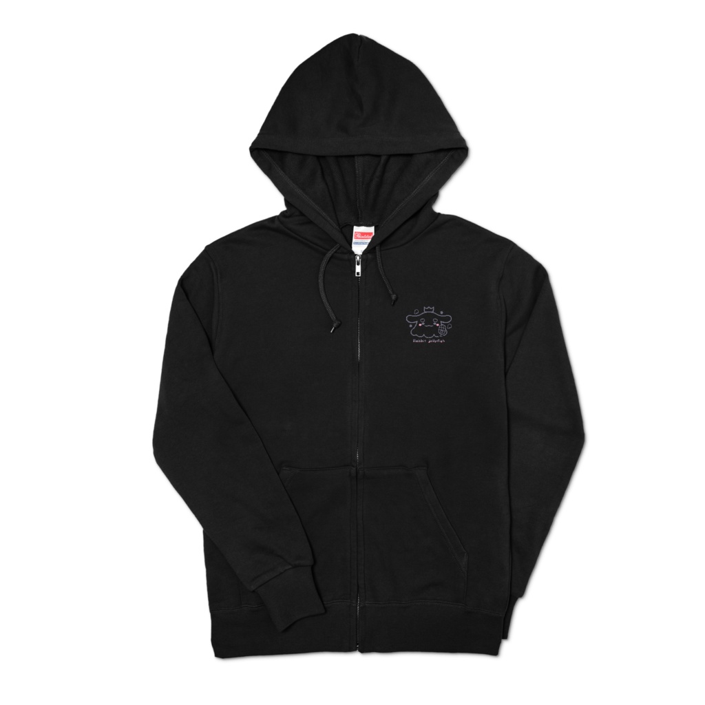 ワンポイントうさぎクラゲパーカー【ブラック】