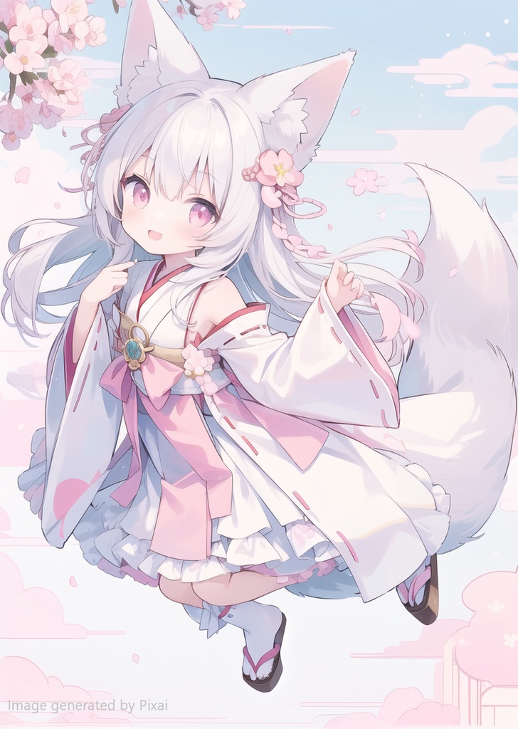AIイラスト 立ち絵 白狐1