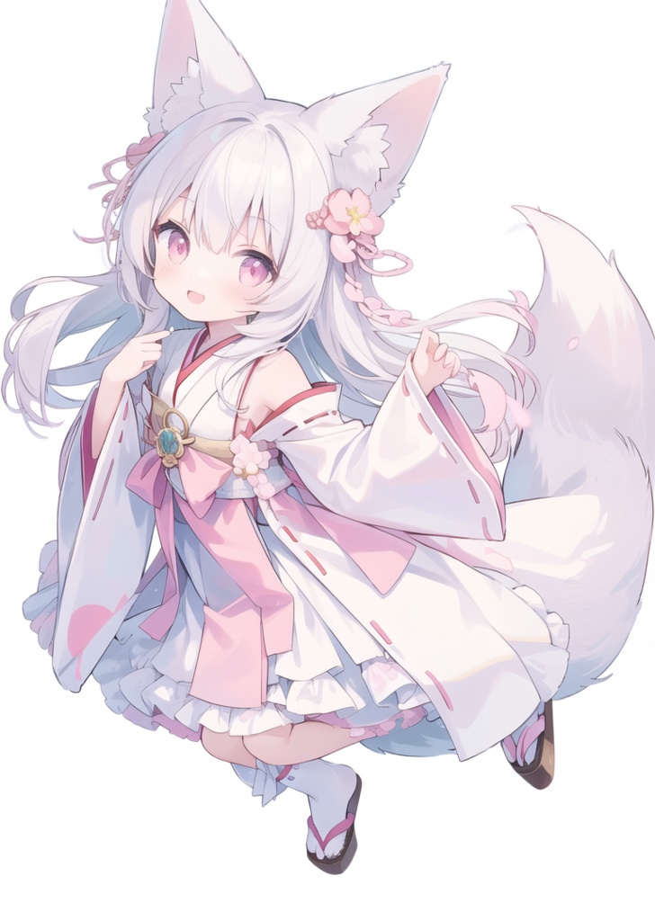 AIイラスト 立ち絵 白狐1