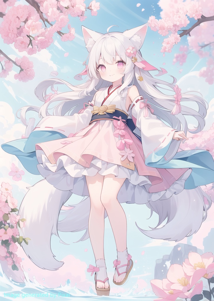 AIイラスト 立ち絵 白狐3