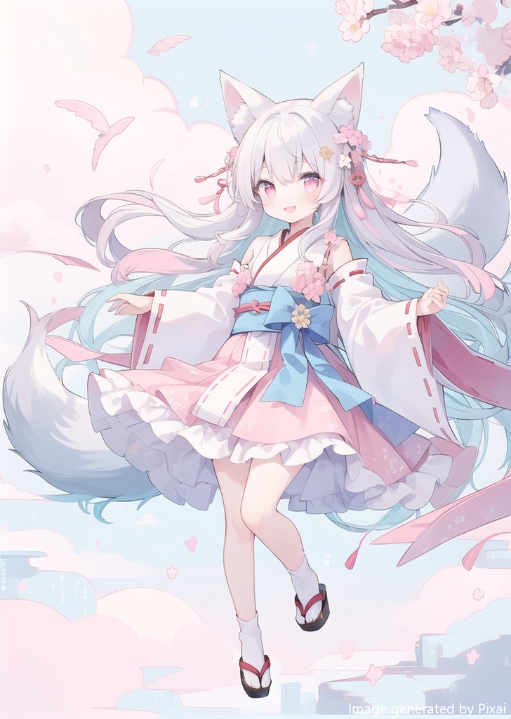 AIイラスト 立ち絵　白狐4